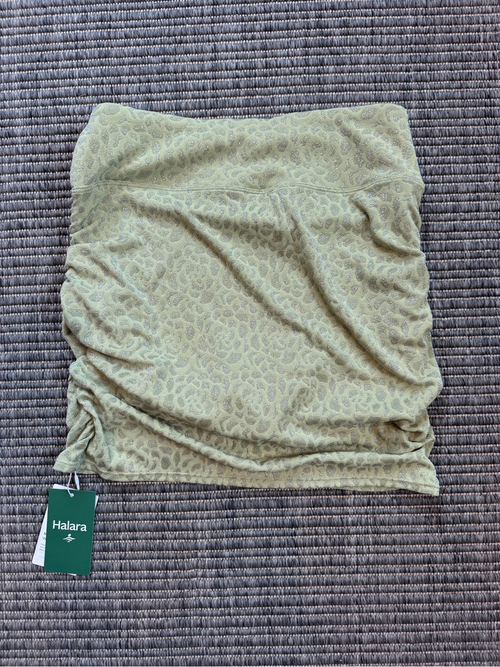 HALARA Olive Green Ruched Skort with Subtle Animal Texture